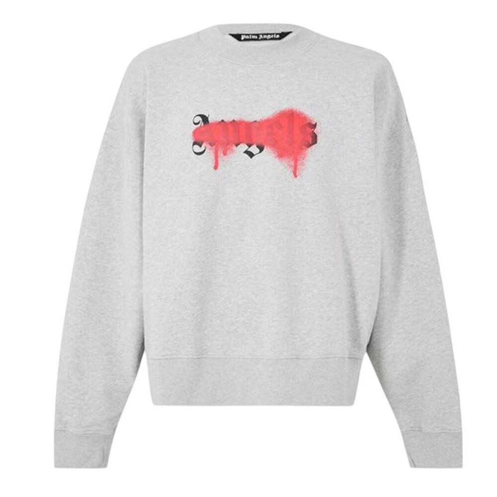 Palm Angels Mens Regular Sweatshirt / Gray/Red